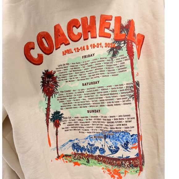 Coachella 2024 Official Merch Hoodie Tan Size Large Graphic On the‎ Back